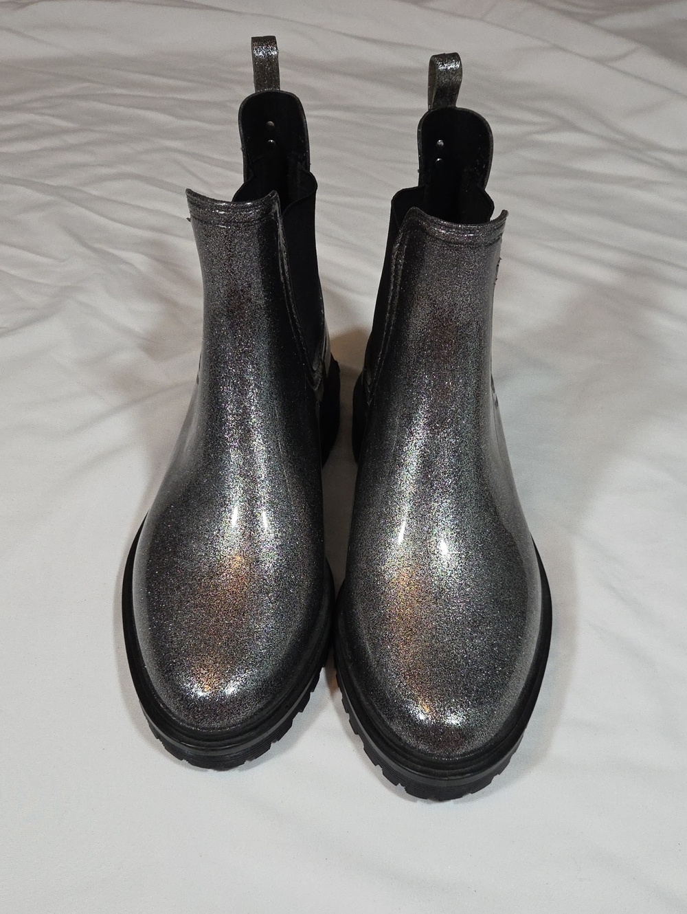 MICHAEL Michael Kors Tipton Rain Booties In metallic gunmetal Size 9.5 Womens